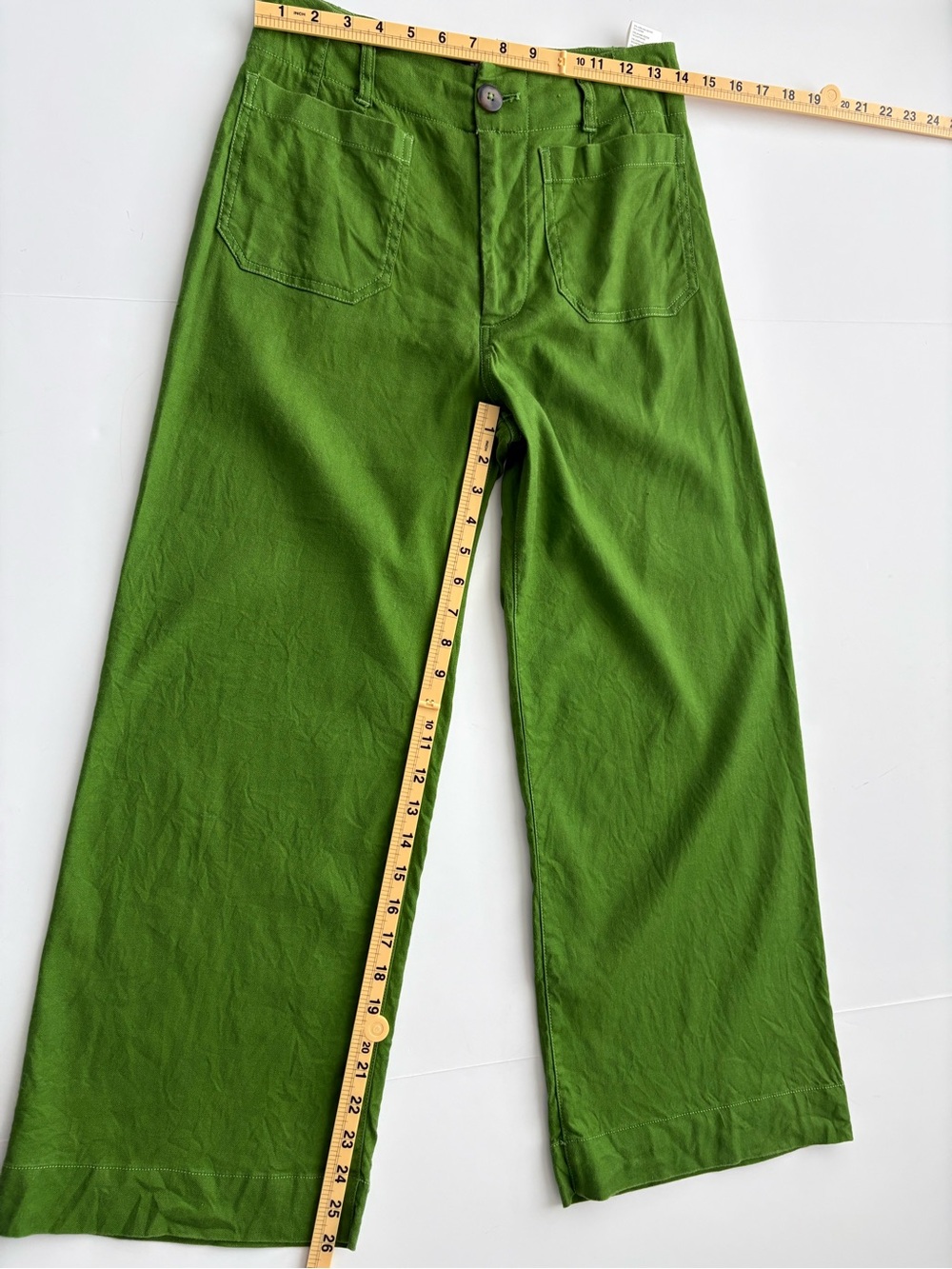 Anthropologie Maeve The Colette Green Linen Blend Wide Leg Pants 27 - Picture 6 of 14